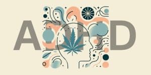 Person with ADHD with cannabis leaf inside the head